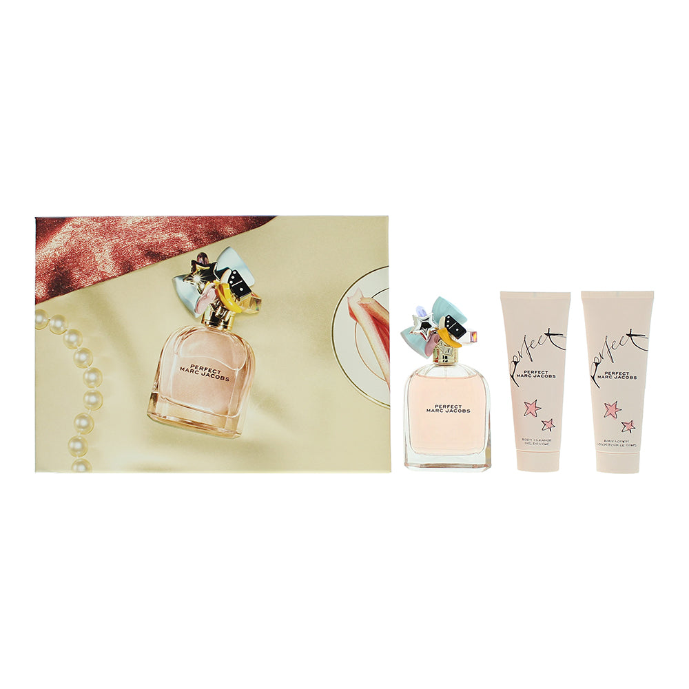 Marc Jacobs Perfect 3 Piece Gift Set: Eau De Parfum 100ml - Body Lotion 75ml - Shower Gel 75ml Marc Jacobs