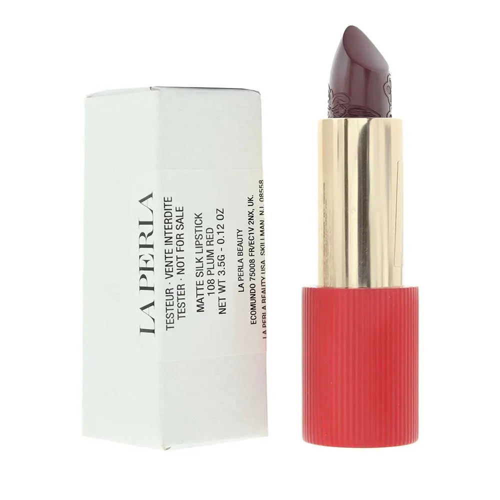 La Perla Tester Matte Silk 108 Plum Red Lipstick 3.5g La Perla
