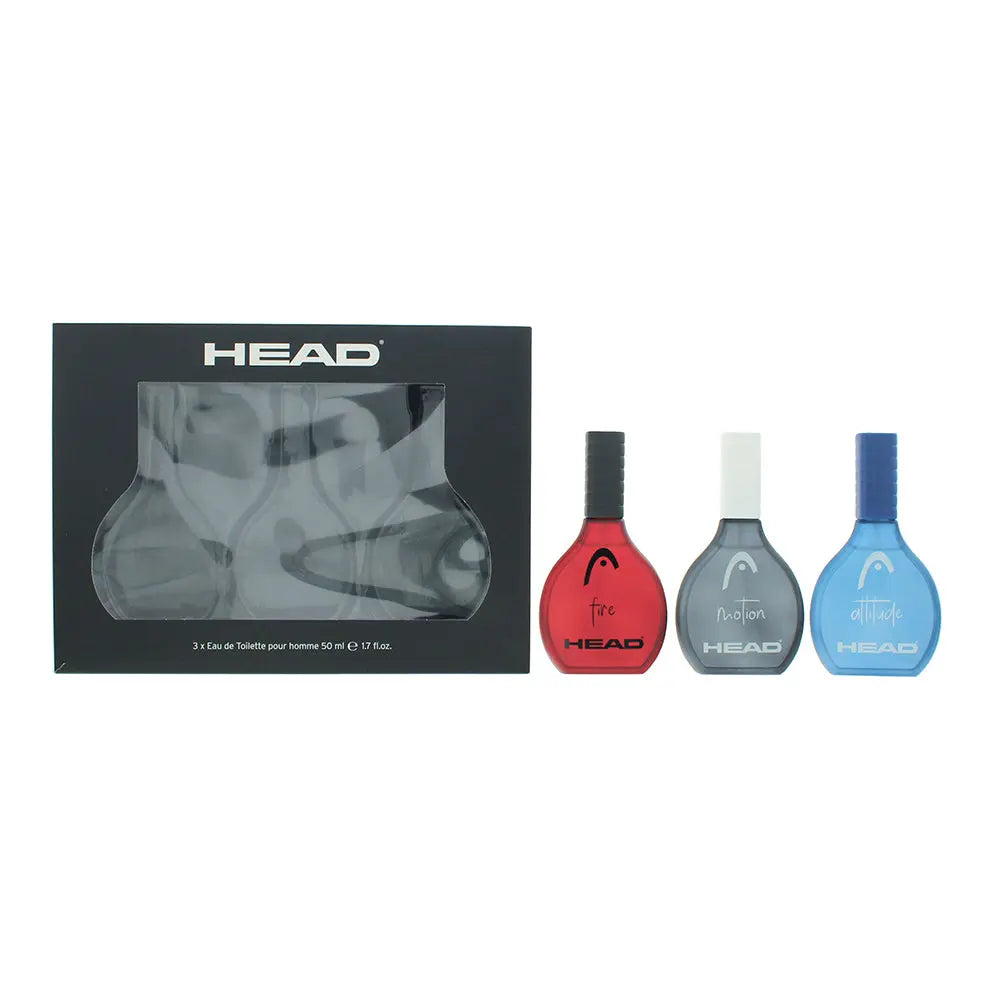 Head Men 3 Piece Gift Set: Attitude Eau de Toilette 50ml - Fire Eau de Toilette 50ml - Motion Eau de Toilette 50ml Head