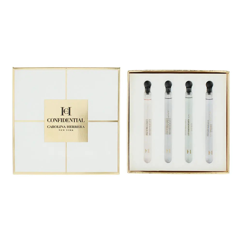 Carolina Herrera Confidential 4 Piece Gift Set: Eau De Toilette 4ml Mini Set: Oeange Affair + Bergamot Bloom + Vetiver Paradise + Rose Cruise Carolina Herrera