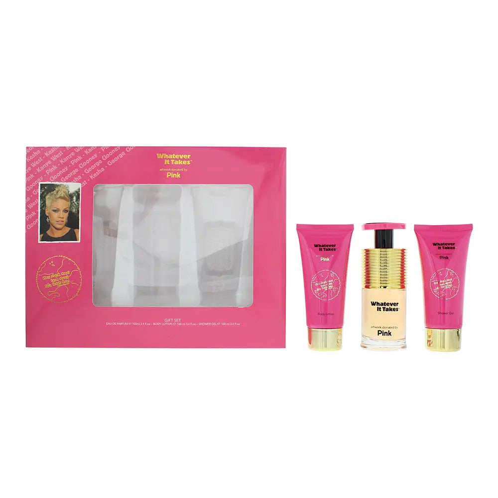 Pink Whatever It Takes 3 Piece Gift Set: Eau De Parfum 100ml - Body Lotion 100ml - Shower Gel 100ml Pink