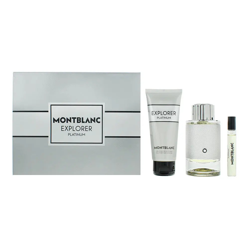 Montblanc Explorer Platinum 3 Piece Gift Set: Eau de Parfum 100ml - Eau De Parfum 7.5ml - Shower Gel 100ml Montblanc