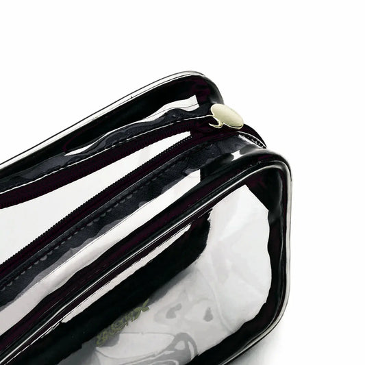 Small Clear Beauty Kit Case - Black Edge Victoria Green