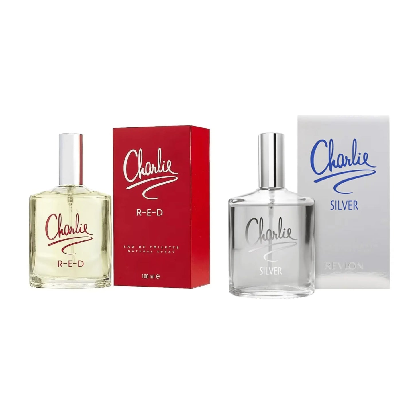Charlie Silver & Charlie Red Eau de Toilette Spray Set for Women 2x100ml – Fresh Aromatic & Bold Floral Fruity Fragrance Duo for Everyday Feminine Elegance Revlon