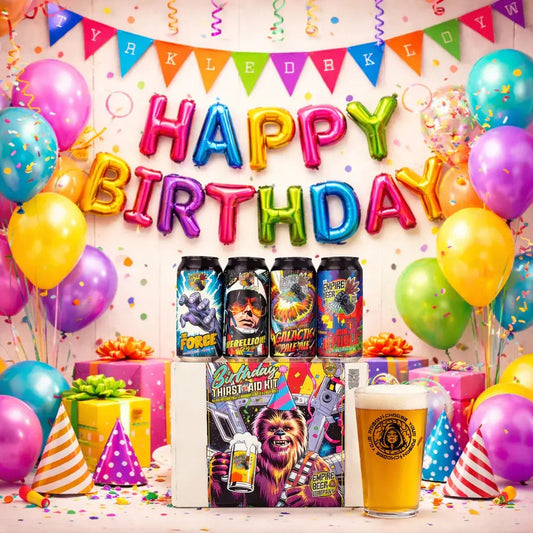 Birthday Thirst Aid Kit 4 x 440ml Craft Ale + 1 x Branded Glass + 4 x Beer Mats The Empire Beer Co.