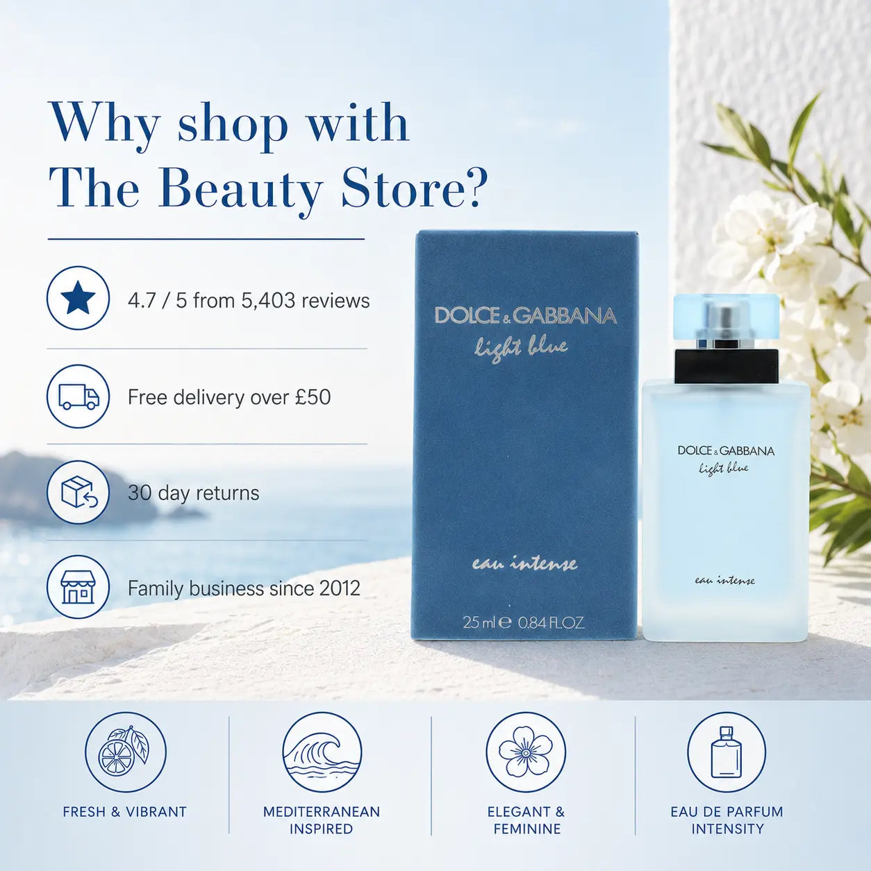 Dolce & Gabbana Blue Eau Intense for Her Eau de Parfum Spray 25ml Dolce and Gabbana
