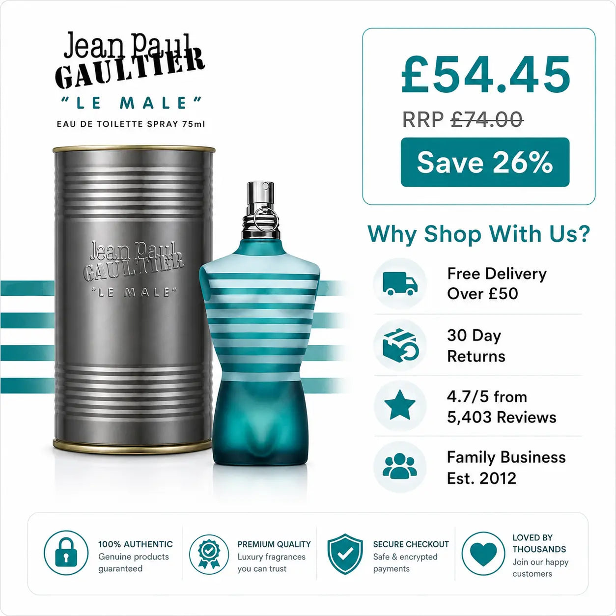 Jean Paul Gaultier Le Male Eau de Toilette Spray 75ml Jean Paul Gaultier