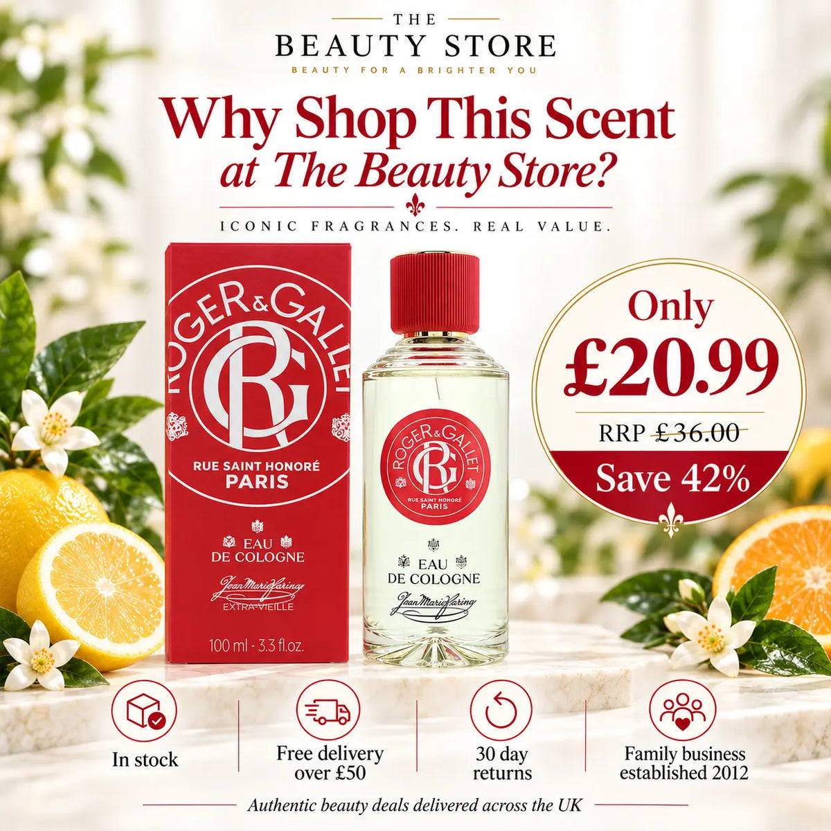 Roger & Gallet Jean-Marie Farina Eau de Cologne Spray 100ml Roger and Gallet