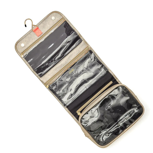 'Emma' 3 in 1 Hanging Wash Bag in Gold Victoria Green