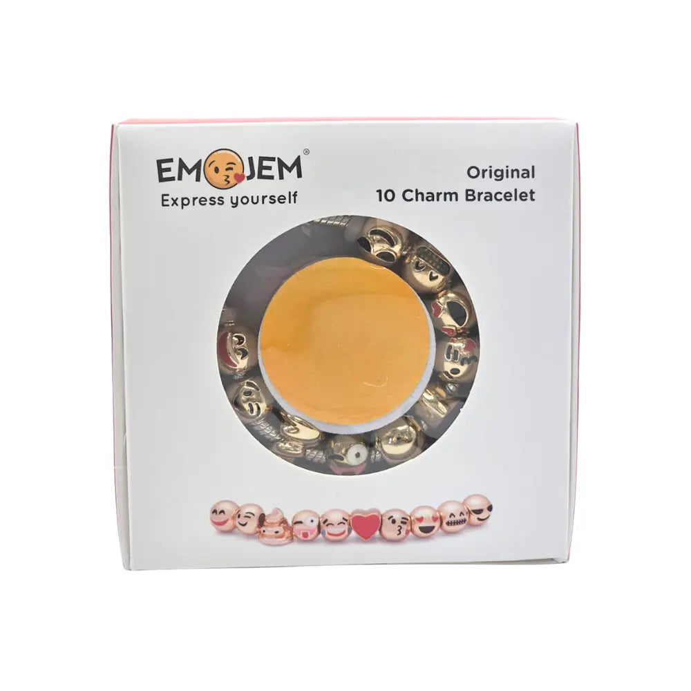 Emojem Original 10 Charm Travel Bracelet with 18K Gold Plated Emoji Charms Emojem