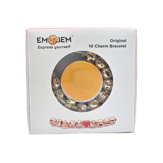 Emojem Original 10 Charm Travel Bracelet with 18K Gold Plated Emoji Charms Emojem