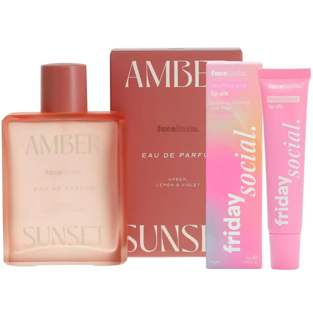 Face Facts Fragrance Lip Gloss Bundle Amber Sunset 100ml + Lip Gloss Balm Face Facts
