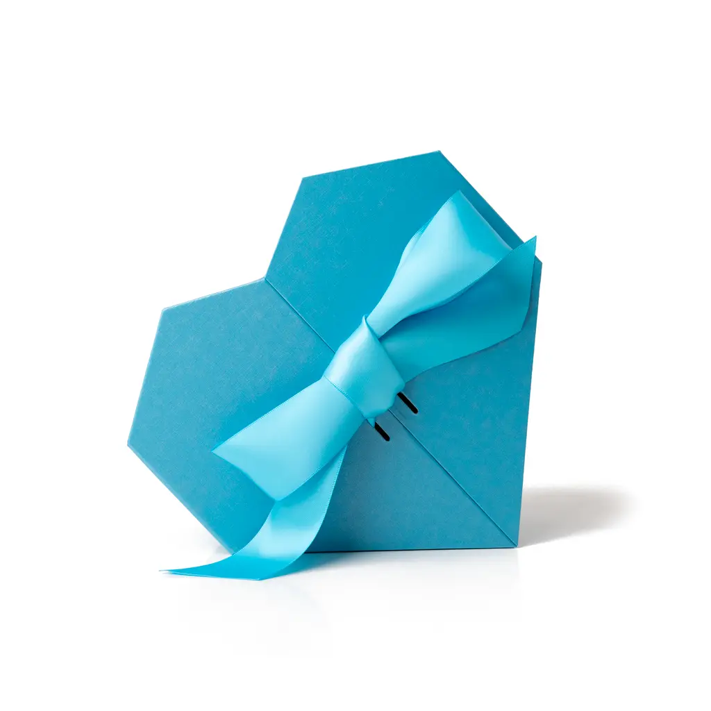 Luxury Heart-Shaped Large Blue Gift Box - 21.5cm x 21.5cm x 10cm