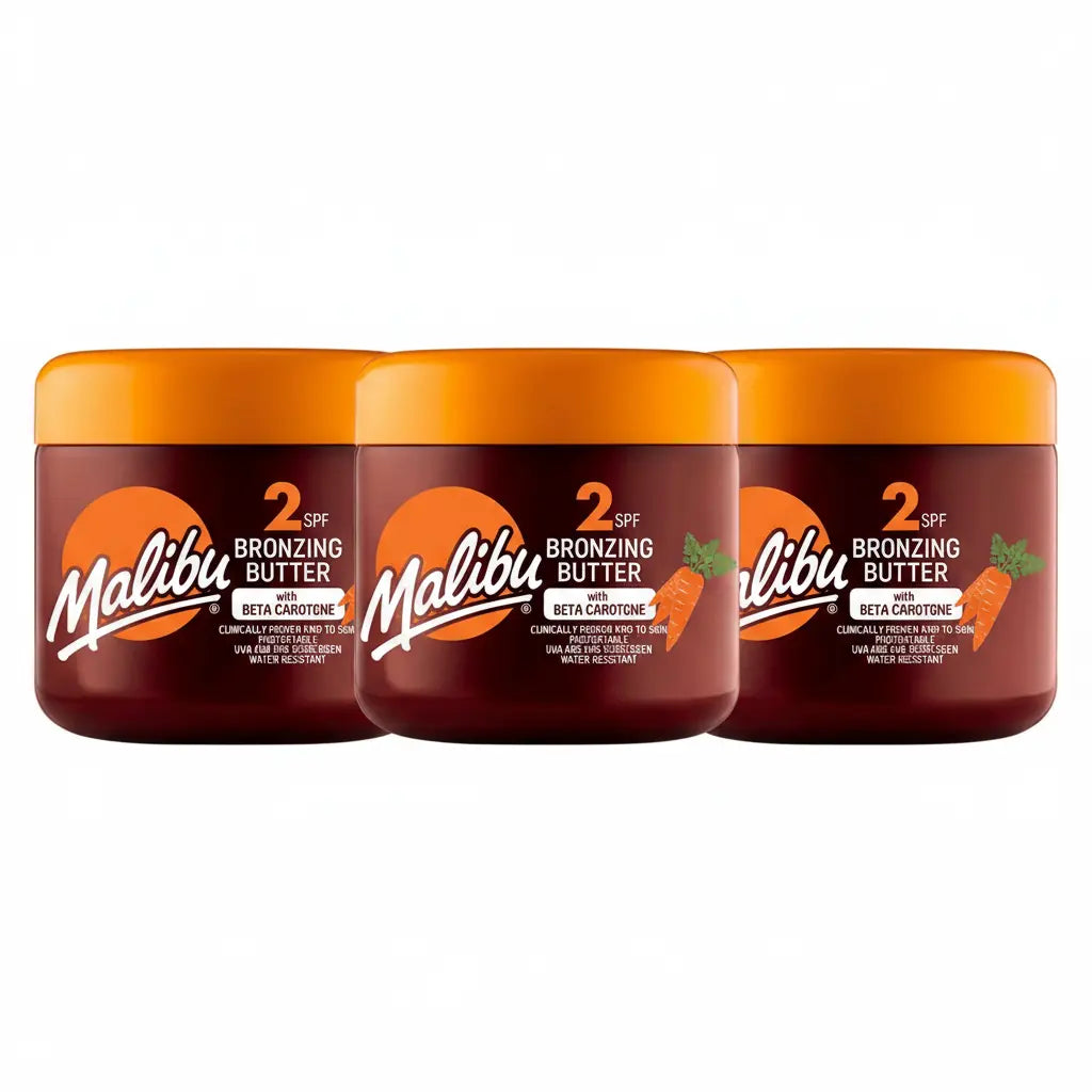 Malibu Sun SPF 2 Bronzing Body Butter with Beta Carotene 300ml Pack of 3 Malibu