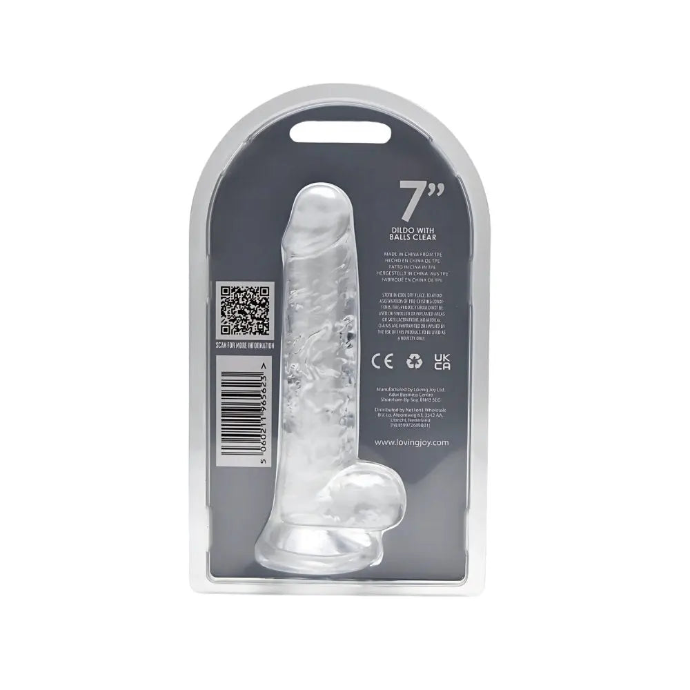Loving Joy 7 Inch Dildo with Balls Clear Loving Joy
