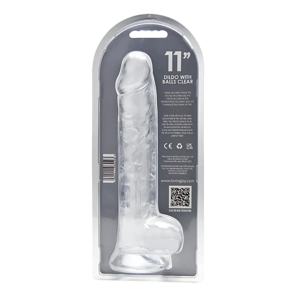 Loving Joy 11 Inch Dildo with Balls Clear Loving Joy