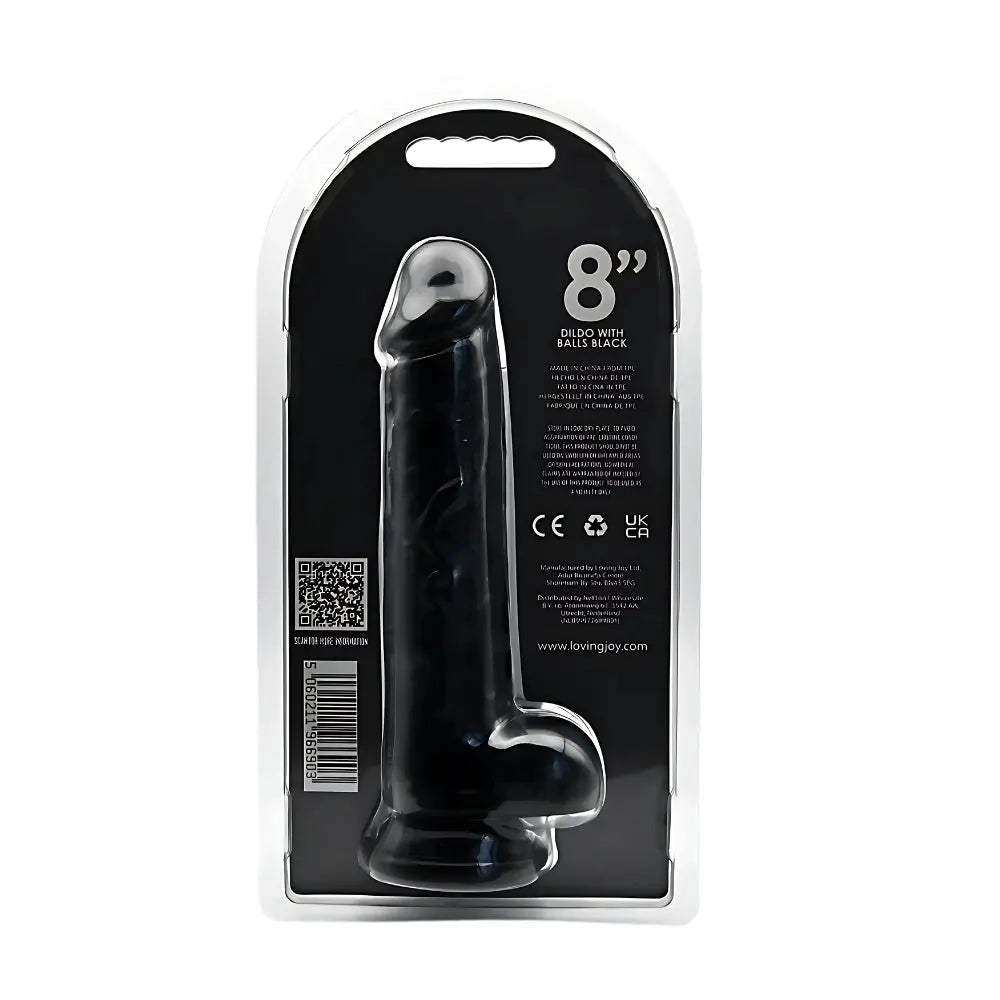 Loving Joy 8 Inch Dildo with Balls Black Loving Joy