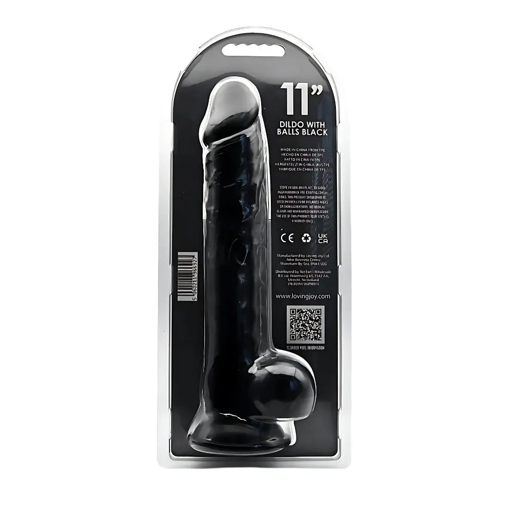 Loving Joy 11 Inch Dildo with Balls Black Loving Joy