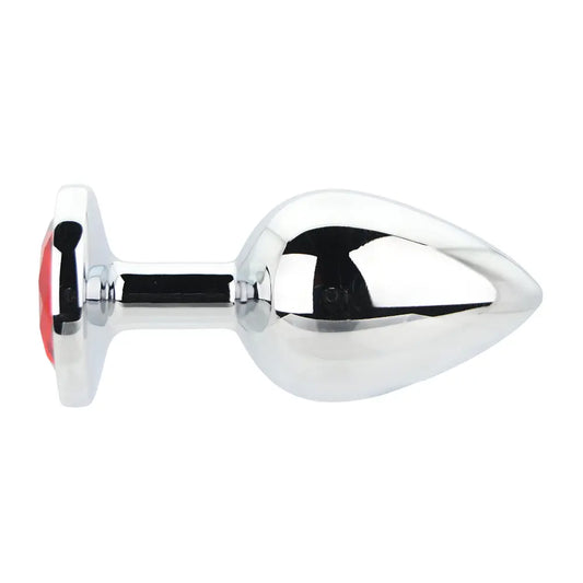 Toosh Silver Metal Butt Plug Large Red Stone Toosh