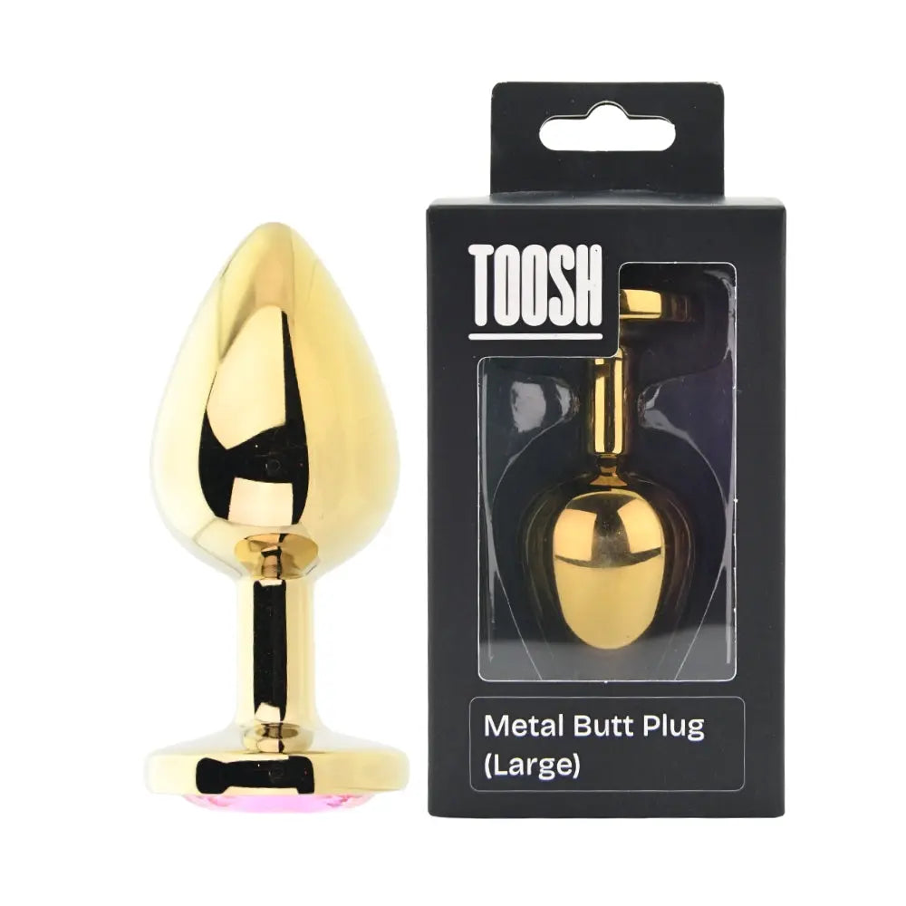 Toosh Gold Metal Butt Plug Large Pink Stone Toosh