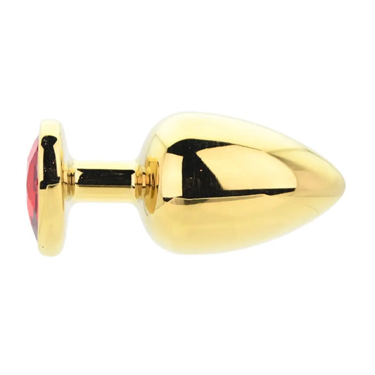 Toosh Heart Shaped Gold Butt Plug with Red Stone Large Toosh