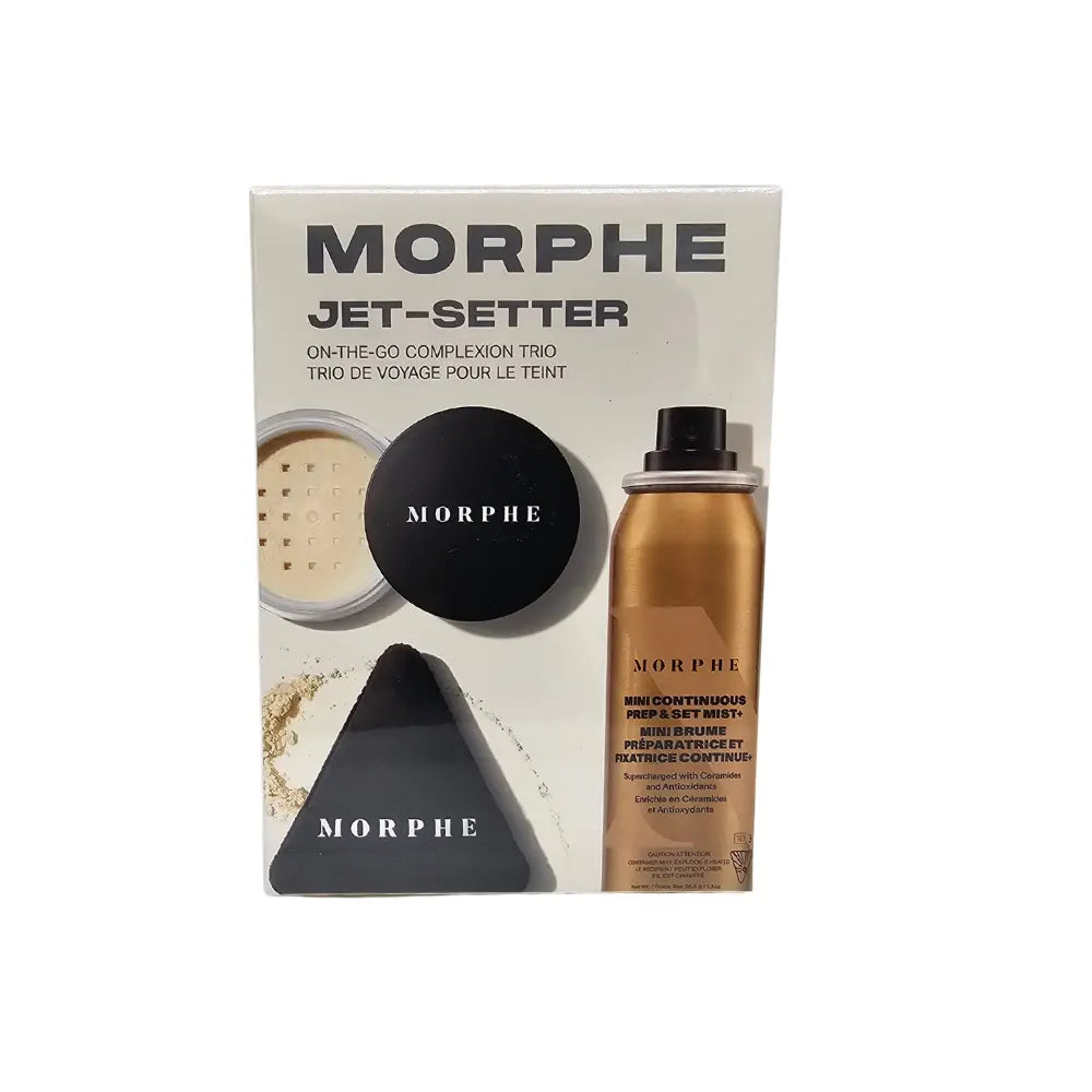 Morphe Jet-Setter On-the-go Complexion Trio Setting Powder + Mist + Powder Puff Morphe