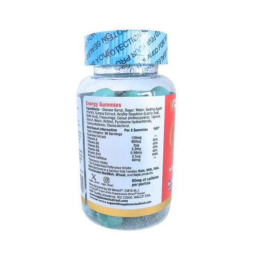 Vit Direct Vitamin Gummies Energy - 60 Chewable Gummies - Strawberry Flavour Supplements Direct