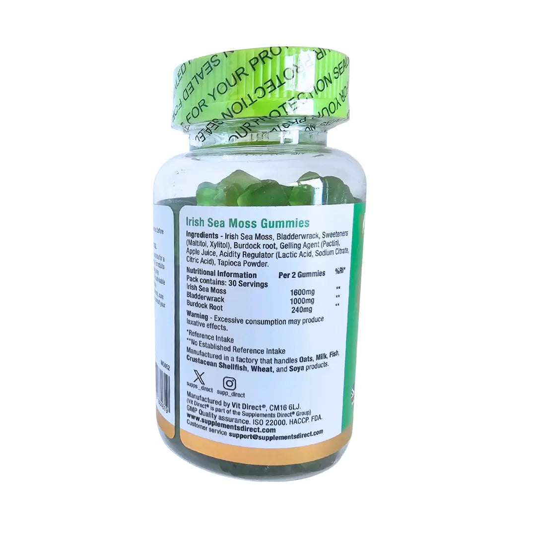 Vit Direct Vitamin Gummies Irish Sea Moss - 60 Chewable Gummies - Apple Flavour Supplements Direct