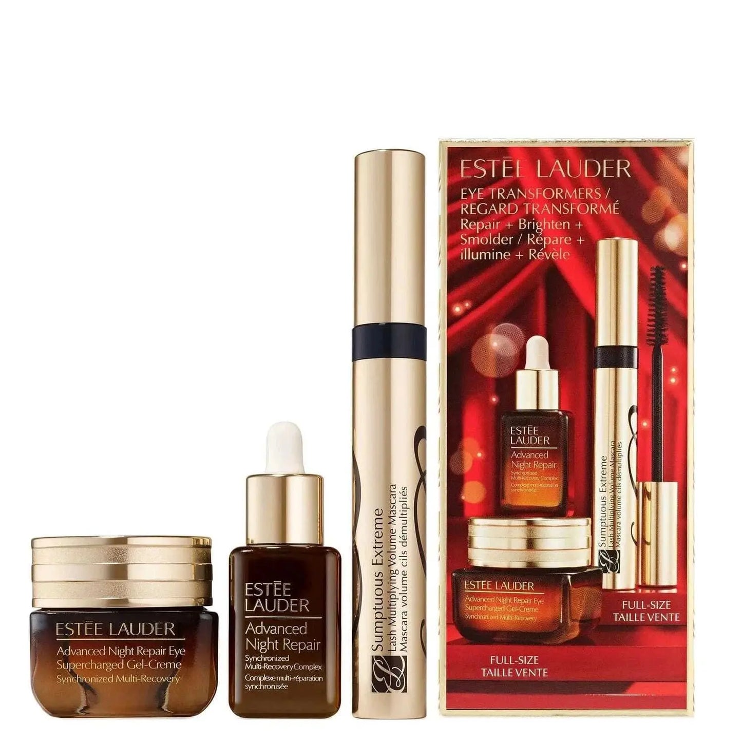 ESTEE LAUDER SET: ADVANCED NIGHT REPAIR EYE GEL 15ML + SUMPTOUS EXTREME MASCARA 8ML + ADVANCED NIGHT REPAIR COMPLEX SERUM 15ML CRM