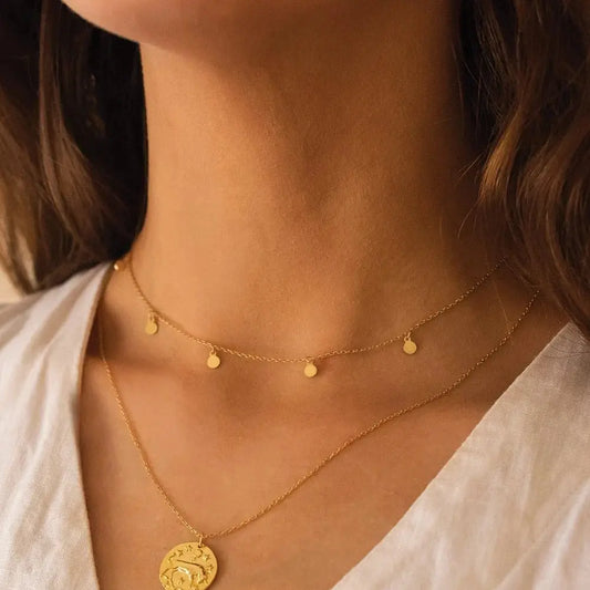 Elk & Bloom Dainty 18K Gold Disc Choker Necklace Elk & Bloom