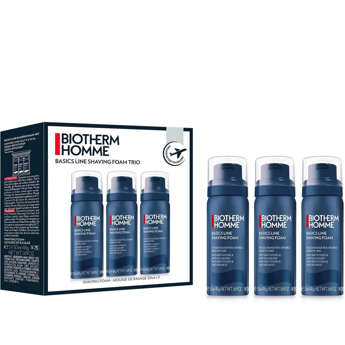 Biotherm Homme Shaving Foam Sensitive Skin 3 x 50ml Biotherm