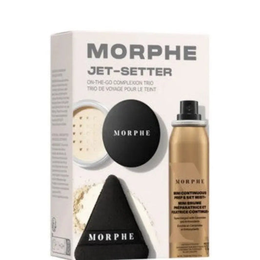 Morphe Jet-Setter On-the-Go Complexion Trio Setting Powder + Mist + Powder Puff Morphe