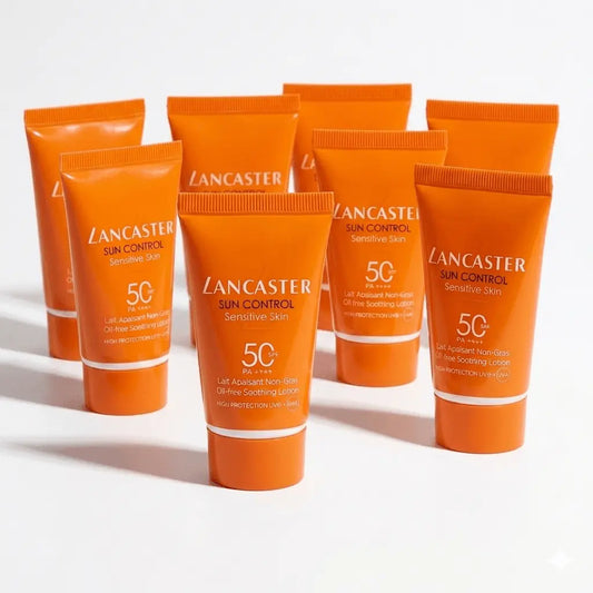 Lancaster Sun Control Sensitive Skin Oil-Free Lotion SPF 50+ 15ml Pack of 8- Soothing Sunscreen for Sensitive Skin - High Protection Travel Size Sun Lotion - Hypoallergenic Formula 8x15ml Set Lancaster