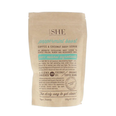 Om She Coffee  Coconut Peppermint Boost Body Scrub 200g Om She