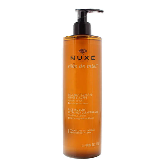 Nuxe Rêve De Miel Face And Body Ultra-Rich Cleansing Gel With Honey And Sunflower 400ml For Dry And Sensative Skin Nuxe