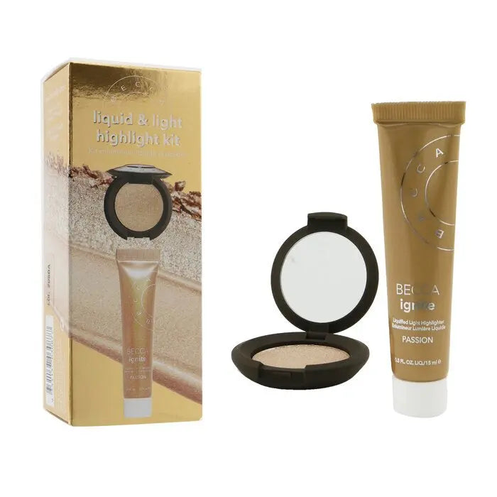 Becca Liquid & Light Highlight Kit Shimmering Skin Perfector & Pressed Powder Becca