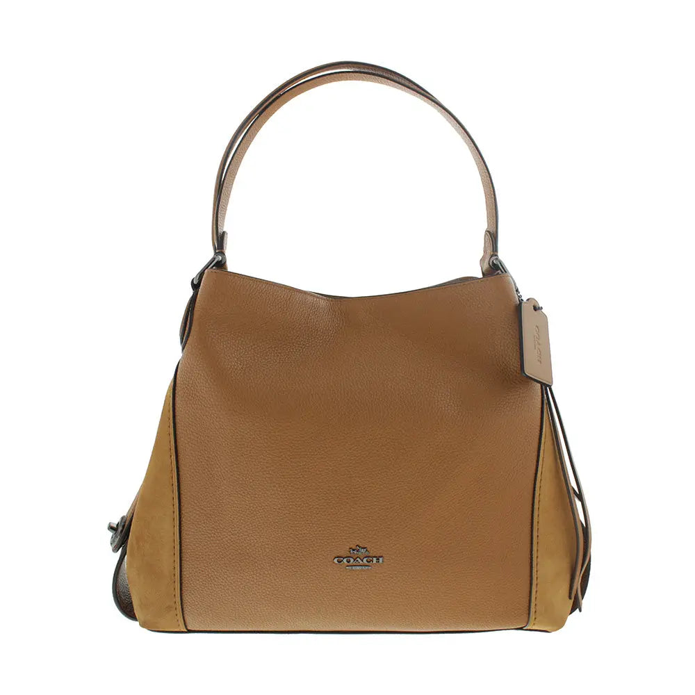 Coach Edie 31 Schultertasche aus gekrispeltem Leder in Hellbraun The Beauty Store