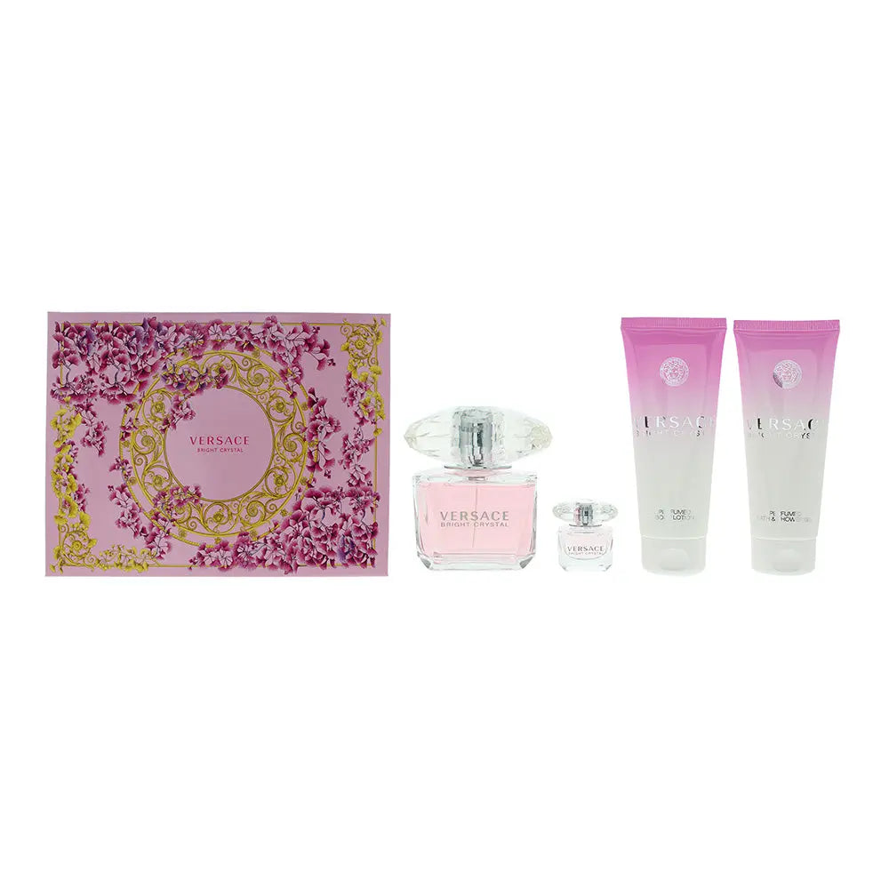 Versace Bright Crystal 4 Piece Gift Set: Eau De Toilette 90ml - Shower Gel 100ml - Body Lotion 100ml - Eau De Toilette 5ml Versace