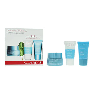 Clarins My Hydrating Essentials 3 Piece Gift Set: Hydra-Essentiel Day Cream 50ml - Refreshing Hydration Mask 15ml - Refreshing Cream Scrub 15ml Clarins