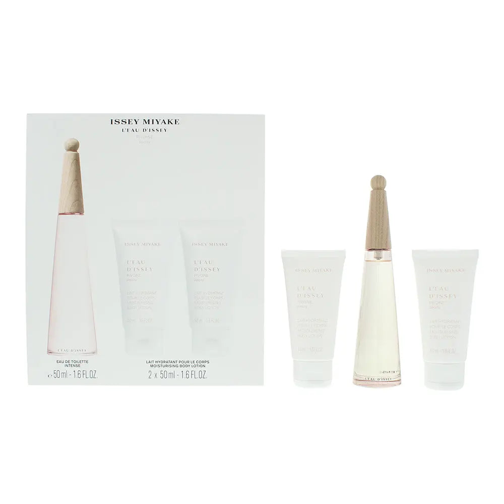 Issey Miyake L'eau D'issey Pivoine 3 Piece Gift Set: Eau de Toilette 50ml - Body Lotion 50ml - Shower Cream 50ml Issey Miyake