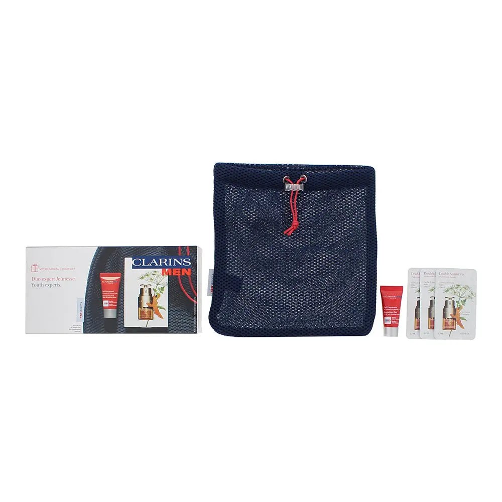 Clarins Men 3 Piece Gift Set: Energizing Gel 5ml - Double Eye Serum  3ml - Pouch Not for sale