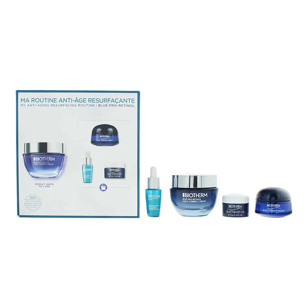 Biotherm Blue Therapy Pro Retinol 4 Piece Gift Set: Day Cream 50ml - Night  Cream 15ml - Elixir 7ml - Eye Cream 5ml Biotherm