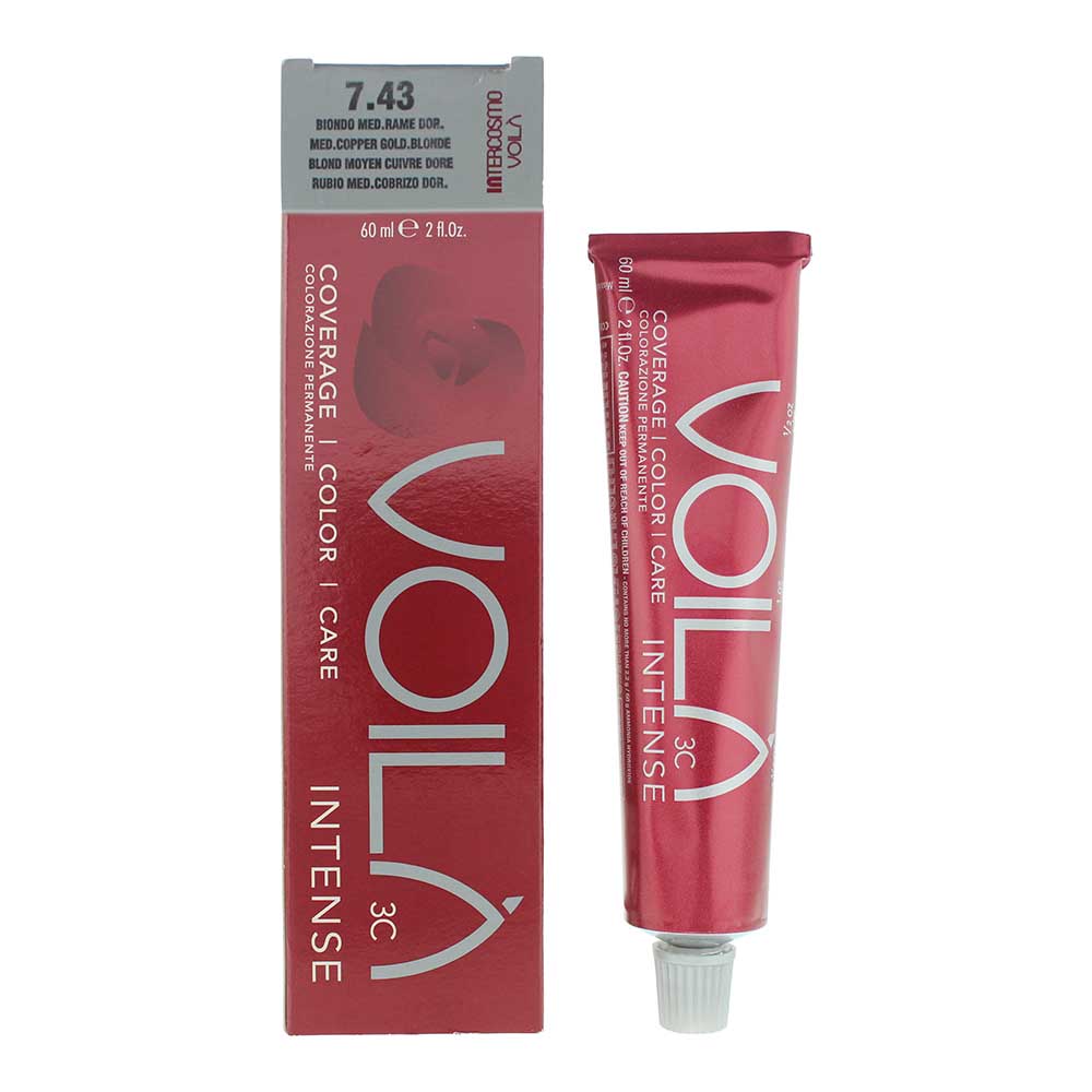 Intercosmo Voilà 3C Intense 7.43 Mediterranean Copper Gold Blonde Hair Colour 60ml Intense