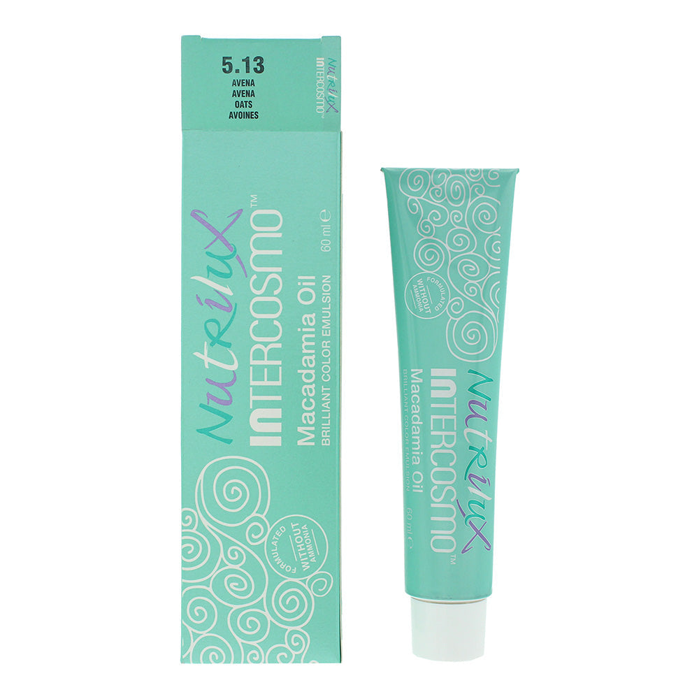 Intercosmo Nutrilux Macadamia Oil 5.13 Light Brown Golden Ash Hair Colour 60ml Nutrilux
