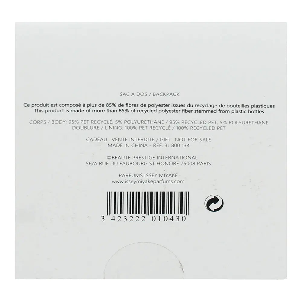 Issey Miyake Parfums Foldable Grey Backpack GWP Issey Miyake