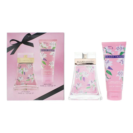 Ellen Tracy Classic Florals Pink Sparkling Photobox 2 Piece Gift Set: EDP 100ml - BL 100ml Classic