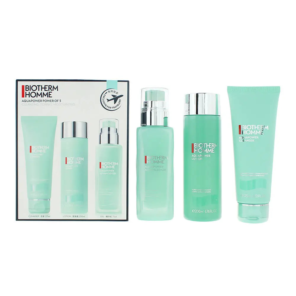 BIOTHERM AQUAPOWER SET: ADVANCED FACE GEL 75ML+ CLEANSER 125ML +  LOTION 200ML CRM