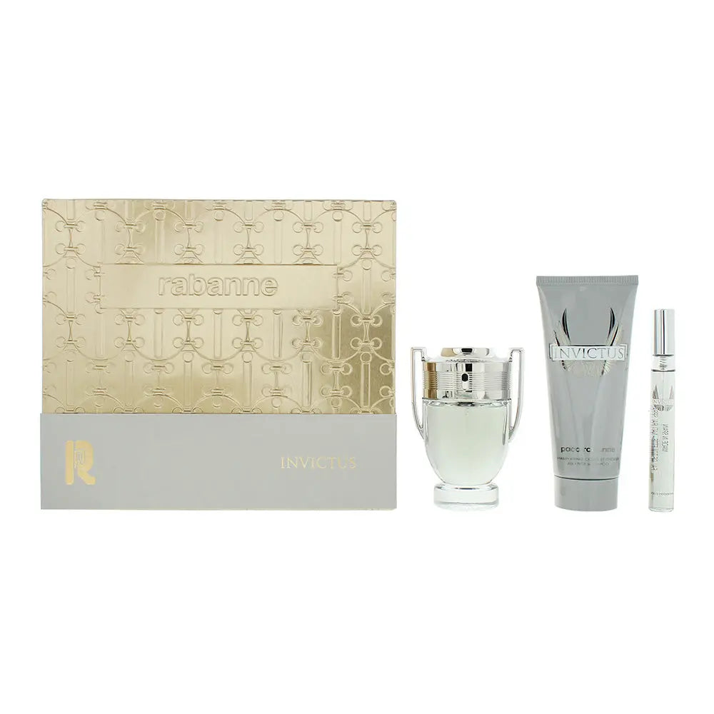 Rabanne Invictus 3 Piece Gift Set: Eau de Toilette 50m - Eau de Toilette 10ml - Shower Gel 100ml Invictus