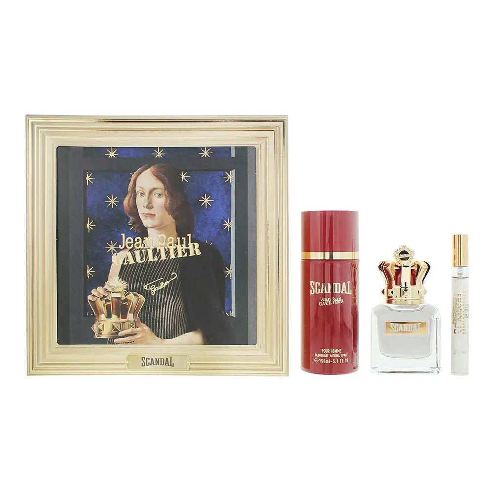 Jean Paul Gaultier Scandal Pour Homme 3 Piece Gift Set: Eau de Toilette 50ml - Eau de Toilette 10ml - Deodorant Spray 150ml Scandal