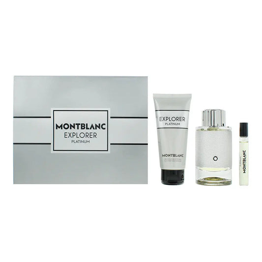 Montblanc Explorer Platinum 3 Piece Gift Set: Eau de Parfum 100ml - Eau De Parfum 7.5ml - Shower Gel 100ml Montblanc